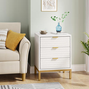 Table de Chevet en Bois Style Européen Minimaliste Moderne, Meuble de Chambre de Luxe à 3 Tiroirs pour Appartement et Hôtel - Product Image 5