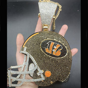 מותאם אישית כדורגל קנזס ראשי גדול שקוף קריסטל קסדת 6 אינץ גדול תליון כדורגל ליגת שרשרת תכשיטים - Product Image 4