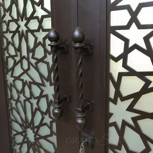 Imágenes de doble puerta de seguridad de hierro forjado, Fábrica de Foshan, diseño moderno para el hogar