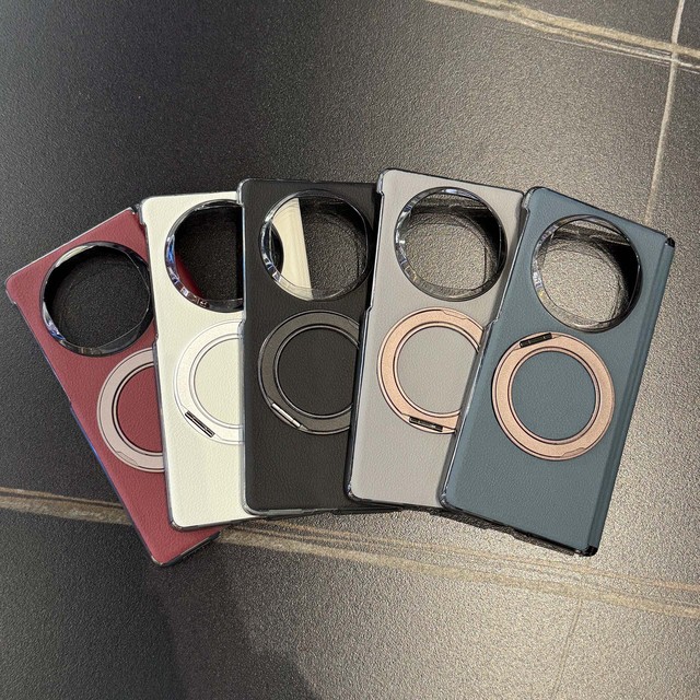 IDEAL Magnetic Luxury Vegan Leather Hinge protection Stand Back Case for Huawei Mate X7 / X6 / X5 / X3 Wireless Charging Cover