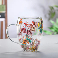 Tasse à café en verre à double paroi avec poignée, style chinois, transparente, pour cappuccino, thé, expresso, boissons chaudes, cadeau