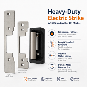 Cerradura Eléctrica ANSI Estándar 12V 24V de Alta Resistencia, Segura, NC NO, para Puertas Metálicas, de Acero, de Madera, Contra Incendios, Comercial, OEM, CE, RoHS - Product Image 2