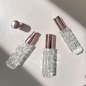 Cosmetics <b>Mini</b> Empty Refillable Glass 10ML Perfume Bottle Clear Square Spray Perfume Bottle with Gold Metal Cap - Product Image 3