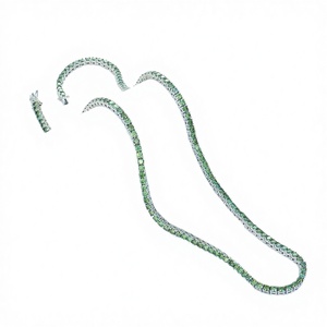 Collar de Tenis Moderno de Plata de Ley S925 con Baño de Rodio y Cadena de Eslabones de 5mm, con Moissanita Verde GRA VVS Cultivada en Laboratorio, Joyería Fina Personalizada - Product Image 2