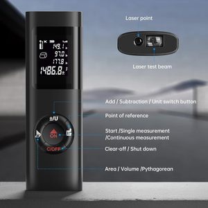 Télémètre laser 40m Modèle LR01 Portable Mesure de distance numérique <span class=keywords><strong>Surface</strong></span> Volume Fonction Pythagore IP54 Rétroéclairage LCD - Product Image 2