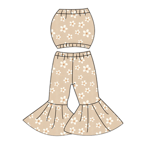 Ensembles de vêtements en gros pour bébés filles, personnalisés, imprimés floraux, hauts bustier sans manches, tenues décontractées été/automne, ensembles 2 pièces pour adolescentes - Product Image 2