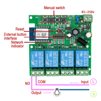 G0206 Interruptor Inteligente Wifi de 4 Canales Compatible con Tuya, AC85-250V 10A, Relé Sin USB, Módulo de Automatización Inteligente, Controlador Compatible con Alexa y Google Home