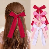 Noeud de cheveux en lin pour bébé fille, noeud de cheveux pour enfants, noeud à longue queue fait à la main