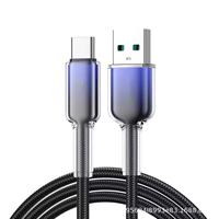 Kabel Data USB-C Pengisian Cepat 120W 6A Lintas-Batas dengan Bahan Anyaman 180 Derajat, Kompatibel dengan iPhone 15/16, Laptop, Smartphone