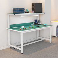 Table de laboratoire robuste en acier inoxydable avec armoire de rangement intégrée, banc de travail ESD pour équipement de laboratoire scientifique industriel lourd