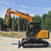 Mini-excavatrice sur chenilles à haute efficacité, certifiée EPA, moteur Yanmar, contrôlée par PLC, certifiée CE, 7,5 tonnes, matériel de terrassement