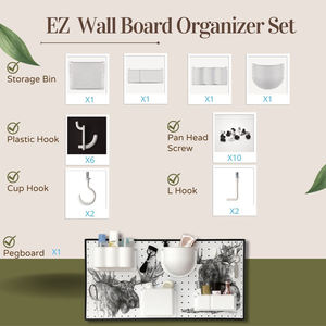 Organisateur mural moderne et élégant en panneau perforé, kit en MDF pour armoire - Pas de perçage requis, montage mural - Product Image 2