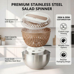 <span class=keywords><strong>Essoreuse</strong></span> à <span class=keywords><strong>salade</strong></span> en acier inoxydable avec poignée à pression, 2 en 1, laveur et sécheur de légumes pour la cuisine - Product Image 5