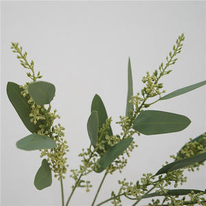Feuilles d'eucalyptus simulées avec fruits ornements de <span class=keywords><strong>table</strong></span> à la maison fleurs décoratives 2 fourchettes branches d'eucalyptus ensemencées artificielles - Product Image 4