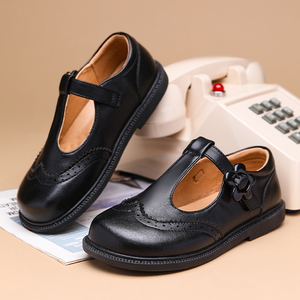 Chaussures vintage en cuir noir de bonne qualité pour bébés, enfants et jeunes enfants, personnalisables - Product Image 1