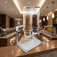 Distributeur double de céréales 8L x 2, base en acier inoxydable, conteneur de stockage d'aliments secs pour hôtel, restaurant, buffet