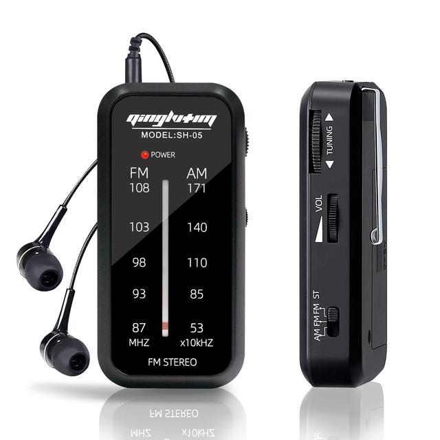 OINGLV Digital Radio FM/Am 2-Band Stereo Music Receiver Portable Pocket Radio with Headphones