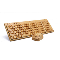 Clavier et souris sans fil en bambou naturel écologique fabriqués à la main dans le Jiangxi, combo clavier et souris en bambou 2,4 GHz avec 2 pavés numériques