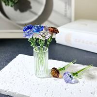 Fleurs éternelles en verre faites à la main, arrangements floraux de roses simulées, ornements en verre pour bureau