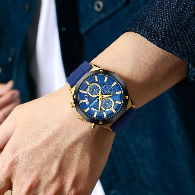 Men's Chronograph Sports Quartz Watch - Multifunctional Dial & Alloy Band, Waterproof Analog Timepiece for Daily Wear