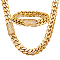 Collier chaîne cubaine en acier inoxydable pour homme OEM ODM LEPAI 14MM avec fermoir à clapet 26 lettres – Bijou tendance