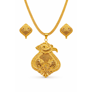 Ensemble d'accessoires de mode plaqué or 24 carats pour femme City Girl, collier pendentif traditionnel avec boucles d'oreilles assorties - Product Image 1