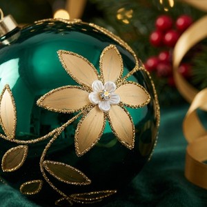 Wholesale High Quality Elegant Embellished <b>Christmas</b> <b>Baubles</b> <b>Vintage</b> Gold Flower Patterned Plastic Ornaments Luxury Holiday Tree - Product Image 3