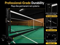 Système de filet de pickleball professionnel PatsSport, taille réglementaire de 22 pieds, avec roues, robuste, portable, pour entraînement en intérieur et en extérieur