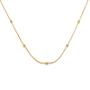 Women's Gold Snake Chain Necklace With Beads For Everyday Wear - Product Image 5