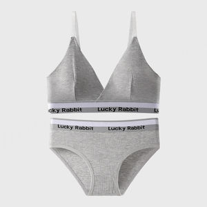 Manufacturers <b>Women's</b> <b>Underwear</b> Bra and Panties Sets Custom Logo Sport Cotton Spandex Breathable Female Lingerie Sets for <b>Women</b> - Product Image 1