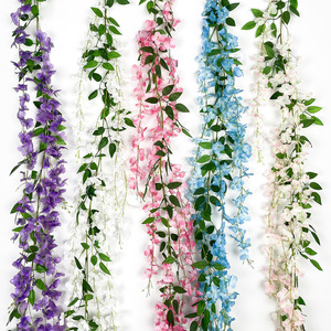 Vignes artificielles de glycine en plastique et fleurs en soie de 10 cm, bouquet pour décoration intérieure et accessoires de photographie - Product Image 1