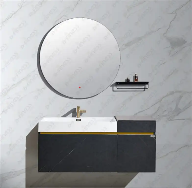LED ayna banyo mobilyaları 2020 yeni stil lüks banyo vanity katı ahşap grafik tasarım 3D Model tasarım zemin üstü