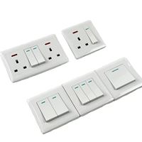 Interruptor de Pared Multifuncional de 16A 220-250V con 3 Tomas, Material de PC Ignífugo, 1 Grupo, 1 Vía, Diseño Moderno