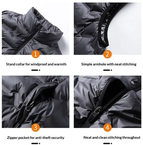 Chaleco deportivo informal impermeable de doble cara personalizado al por mayor para otoño e invierno, con cuello alto con cremallera y calefacción - Product Image 6