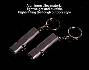 Sifflet de survie d'urgence à haute intensité sonore 120 dB+, en alliage d'aluminium, double trou, étanche, pour le camping, la randonnée et l'entraînement - Product Image 5