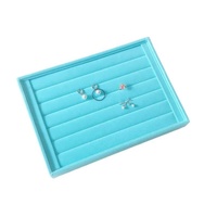 Nouvel Arrivage Plateaux à Bijoux Bleus Taille Moyenne 28x20cm en Velours pour Présentation de Bagues et Colliers, Plateau de Rangement à 12 ou 24 Compartiments pour Magasin