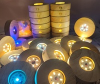 Ap02 — Base d'affichage LED en bois, présentoir rond multicolore, couleur chaude, à poser sur une Base en bois