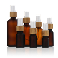 Emballage cosmétique vide en bambou 10ml 20ml 30ml 50ml 100ml givré ambre brouillard lotion pompe verre vaporisateur avec couvercle en bambou