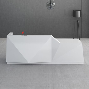 Cao cấp hiện đại tùy chỉnh thực hiện phía trước bàn thiết kế lớn nhân tạo đá cẩm thạch đá thiết kế tiếp nhận bảng - Product Image 4