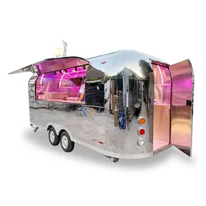 Camión móvil de comida y helados de acero inoxidable para mariscos y bebidas rápidas para exteriores, superventas de 2024