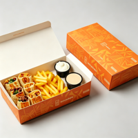 Boîte alimentaire en papier kraft résistant à l'huile de qualité alimentaire, avec logo personnalisé imprimé en couleur, pour emballage de poulet frit et de restauration rapide