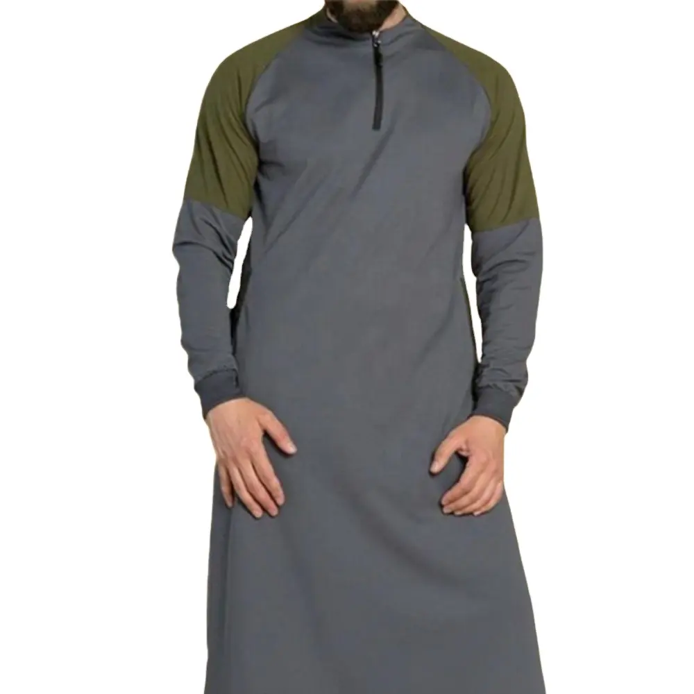 Design Ethnische Kleidung Thobe Muslim Mit Reiß verschluss Und Größe Tasche Männer Islamische Kleidung Einfarbig Arabisches Design Kleid Saudi Fashion