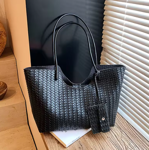 กระเป๋าหนัง PU ทอขนาดใหญ่สำหรับผู้หญิง กระเป๋าสะพายไหล่เดี่ยวแบบลำลองสำหรับแม่และลูก กระเป๋าถือสไตล์เรโทรระดับไฮเอนด์ กระเป๋าโท้ท - Product Image 3