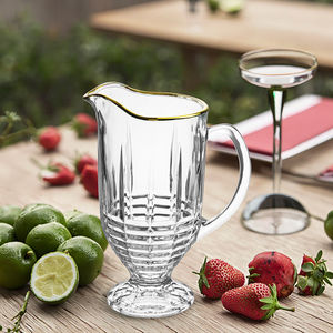 Pichet en verre transparent avec bord doré, serveur <span class=keywords><strong>de</strong></span> boissons élégant pour eau, jus, thé glacé, verres décoratifs - Product Image 3