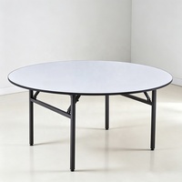 Table de banquet ronde pliable et portable de 160 cm, style ferme, pour hôtels, restaurants et événements, avec plateau en contreplaqué – Prix usine