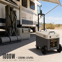 Station d'alimentation mobile 1000W 1280Wh Batterie LiFePO4 4S1P 100Ah avec fonctionnement silencieux à émissions zéro et durée de vie de plus de 3000 cycles