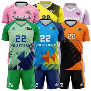 Camiseta de voleibol para hombre, impresión por sublimación de secado rápido personalizada, kits de voleibol para mujer, uniformes de voleibol de equipo juvenil