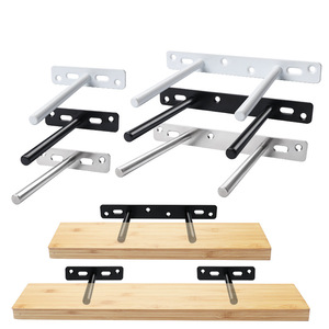 Support mural dissimulé noir électroplaqué, <span class=keywords><strong>fixation</strong></span> dissimulée en T double, support de cloison de 10 cm - Product Image 1