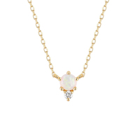 Gemnel mode 925 perak murni 18k lapis emas opal berlian jimat kalung