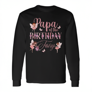 T-shirt à manches longues Papa Of The Birthday Fairy pour homme adulte, col rond, impression numérique, tenue de fête en famille - Product Image 2